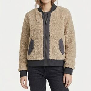 Anthropologie MARRAKECH Sherpa Teddy Bear Bomber Plush Shearling Jacket Gorpcore